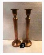 Set van 2 rose-Gold kaarsen standaards/ bronskleurig 32 cm, Huis en Inrichting, Overige materialen, 25 tot 50 cm, Ophalen of Verzenden