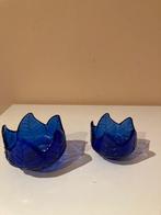 2 vintage kobaltblauwe waxinelichthouders, Huis en Inrichting, Woonaccessoires | Kandelaars en Kaarsen, Overige materialen, Gebruikt