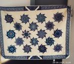 Handgemaakte Patchwork Quilt met Sterren bloemen molentjes, Ophalen of Verzenden