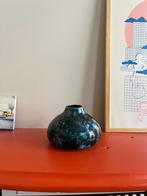 Vintage japans achtige belly vaas, blauw glazuur, Ophalen of Verzenden