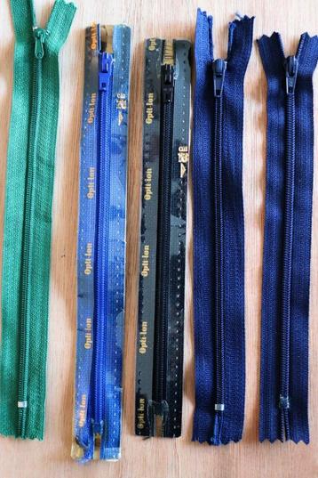 Close end rits 5 ritsen groen, zwart en blauw (nieuw)   beschikbaar voor biedingen
