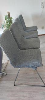 4 Grijze Eetkamerstoelen met losse hoezen, Huis en Inrichting, Stoelen, Ophalen, Gebruikt, Metaal, Vier