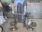 inklapbare fitness bank met gewichten, Sport en Fitness, Fitnessmaterialen, Ophalen, Gebruikt, Rug, Fitnessbank