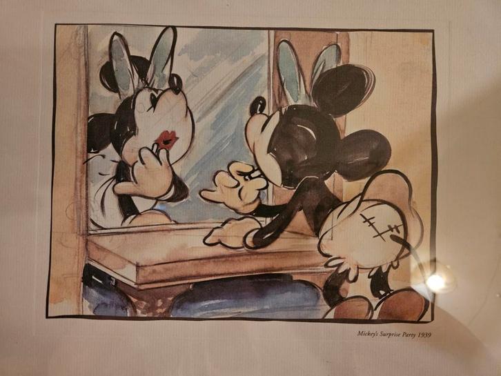 Mickey's Surprise Party Zeefdruk - Minnie Mouse 1939, Verzamelen, Disney, Ophalen of Verzenden