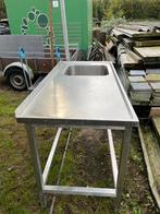 Rvs was/spoel werktafel., Huis en Inrichting, Keuken | Keukenelementen, Gebruikt, Overige kleuren, 150 tot 200 cm, Ophalen of Verzenden