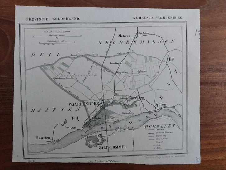 187 / Waardenburg Zaltbommel Neerijnen Opijnen van J. Kuyper, Antiek en Kunst, Kunst | Litho's en Zeefdrukken, Ophalen of Verzenden