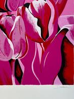 Zeefdruk Derox - Roze tulpen, Antiek en Kunst, Kunst | Litho's en Zeefdrukken, Verzenden