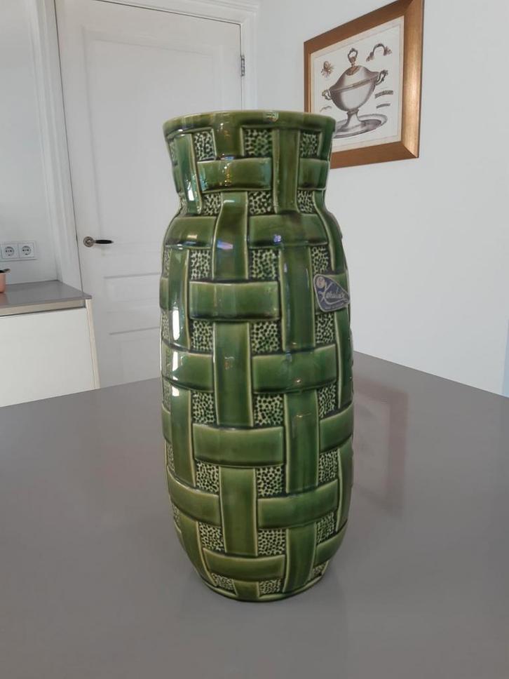 Grote groene Vaas Keralux Keramiek Belgium, Huis en Inrichting, Woonaccessoires | Vazen, Zo goed als nieuw, Groen, Minder dan 50 cm