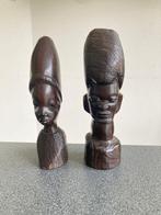 Afrikaans houtsnijwerk 2 beelden, Ophalen of Verzenden