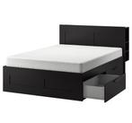 2 persoonsbed IKEA, Huis en Inrichting, Slaapkamer | Bedden, Gebruikt, 140 cm, Hout, Zwart