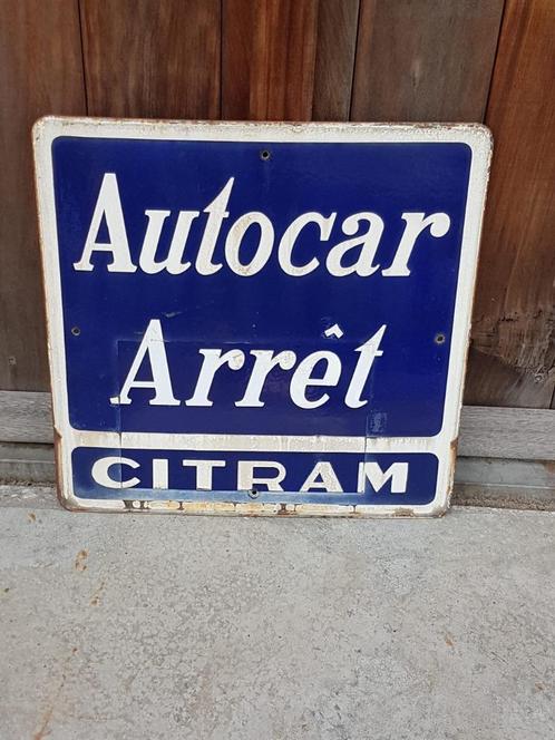 Origineel, oud en zwaar emaille bus bord uit Frankrijk., Antiek en Kunst, Antiek | Emaille, Ophalen of Verzenden