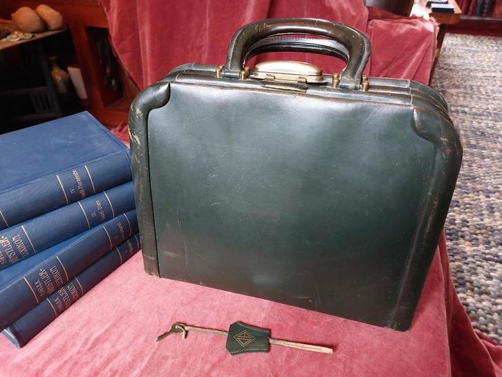 Groene jacht of akte tas antiek, Sieraden, Tassen en Uiterlijk, Koffers, Gebruikt, Ophalen of Verzenden