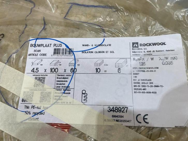 Rockwool Steenwol Isolatie - ZGAN, Doe-het-zelf en Verbouw, Isolatie en Afdichting, Zo goed als nieuw, Vloerisolatie, Steenwol