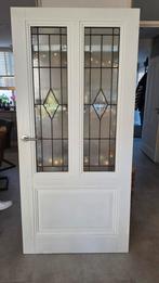 Opdek binnendeur met glas in lood - 201x93cm, Ophalen, Zo goed als nieuw