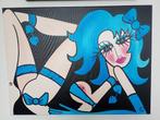 Blue lady on black, Antiek en Kunst, Ophalen