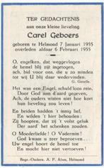Carel Geboers 1955 Helmond + 1955 Helmond, 4 weken oud, Verzenden