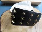 brede zwarte leren manchet armband stars mt M Hilfiger, Ophalen of Verzenden, Nieuw, Zwart, Leer