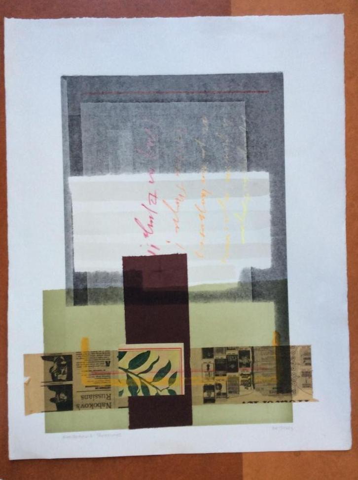 Collage grafiek De Jong 'Nabokov's Russians', Antiek en Kunst, Kunst | Schilderijen | Abstract, Ophalen