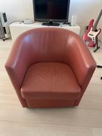 Leren fauteuil Leolux in de kleur oud roze, Ophalen, Gebruikt, Minder dan 75 cm, Leer