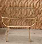Bijzettafel Metaal/Glas – Antique Brass, 45 tot 60 cm, Minder dan 55 cm, Rond, Ophalen of Verzenden