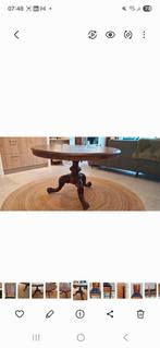 Oude Ronde Tafel Brocante op Wieltjes, Huis en Inrichting, Tafels | Eettafels, Gebruikt, Rond, Ophalen of Verzenden, 100 tot 150 cm