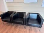 Stoel zwart leer Ikea Klappstra, 3 stuks, Ophalen of Verzenden, Zo goed als nieuw
