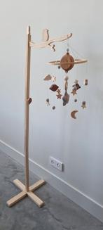 Houten standaard met hout/grijs mobiel en muziekdoos, Ophalen of Verzenden, Zo goed als nieuw