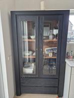 Kast met glas in deuren en laden, Huis en Inrichting, Kasten | Vitrinekasten, Ophalen, Gebruikt, Eikenhout, 50 tot 100 cm