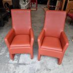 2 Eetkamerstoelen, Ophalen, Gebruikt, Minder dan 75 cm, Leer