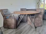 Ronde tafel met 4 stoelen, Ophalen of Verzenden, Gebruikt, 4 tot 6 stoelen