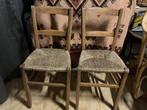 2 vintage stoelen met rieten zitting, Huis en Inrichting, Ophalen, Riet of Rotan, Gebruikt, Twee