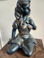 Meisje beeld aardewerk zwart brons kleur, Ophalen