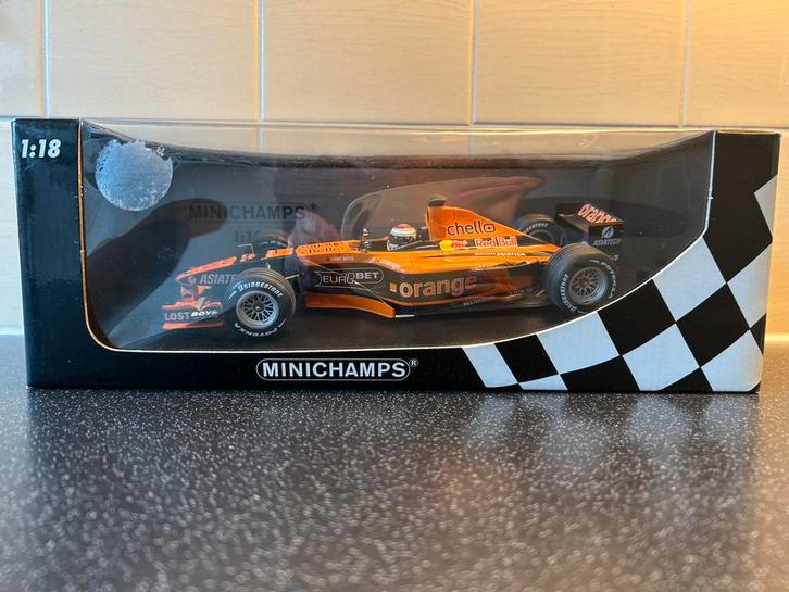 Orange Arrows, Jos Verstappen, 2001, Minichamps 1:18, Hobby en Vrije tijd, Modelauto's | 1:18, Zo goed als nieuw, Auto, MiniChamps