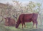 Hubert Henrard (1816-1898) - Koeien bij boomgaard, Antiek en Kunst, Ophalen of Verzenden