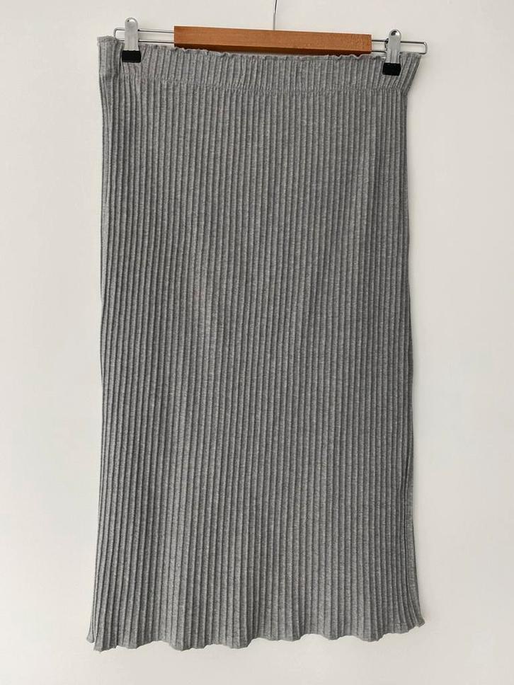 Mooie grijze midi-rok in biokatoen van Lanius, maat 36, Kleding | Dames, Rokken, Zo goed als nieuw, Maat 34 (XS) of kleiner, Grijs