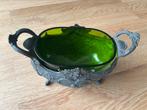 Antieke jardinière met glas, bloemen engeltjes voorstelling., Ophalen of Verzenden