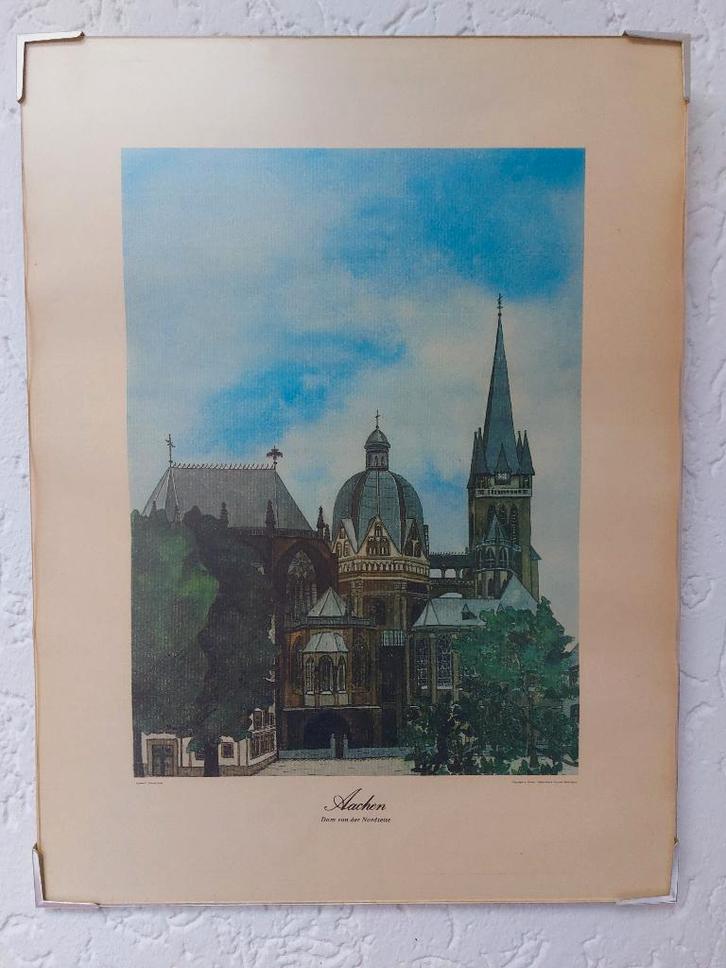Aachener Dom Aquarel Giesela Stoss, Antiek en Kunst, Kunst | Litho's en Zeefdrukken, Ophalen of Verzenden