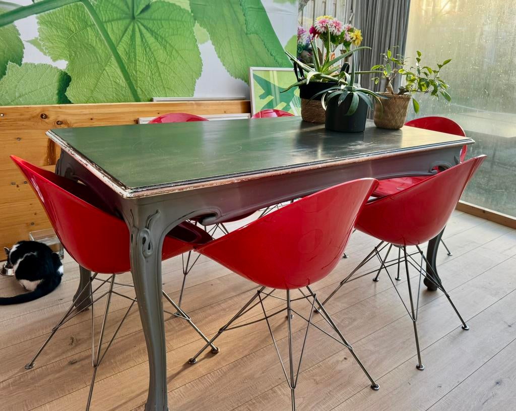 SET van 6 Philppe Starck Stoelen Eros Rood, Ophalen, Kunststof, Gebruikt, Design