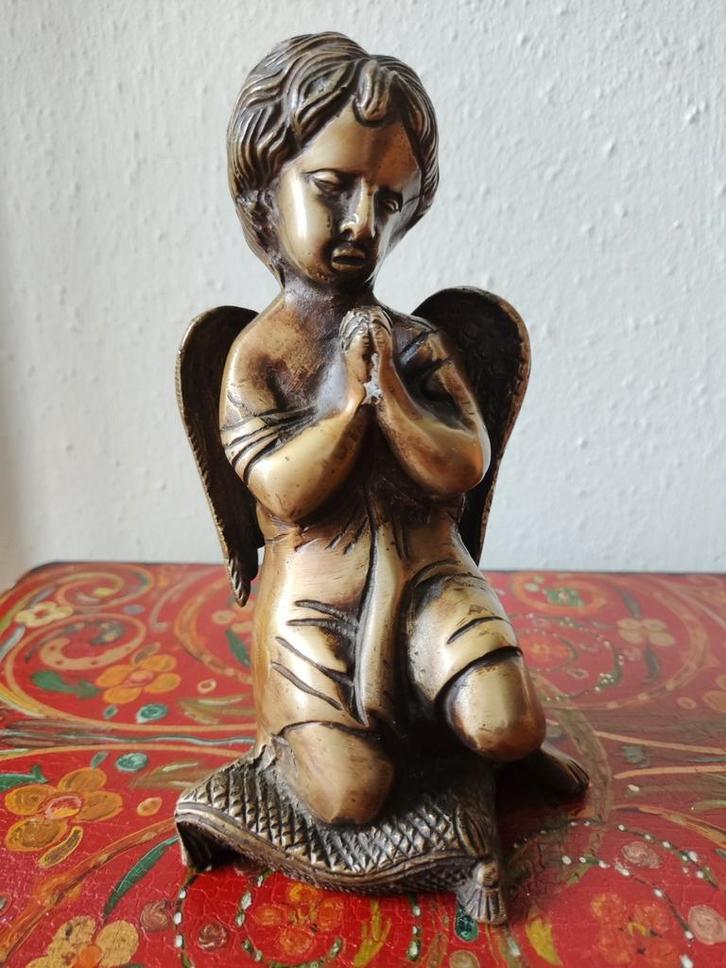 Prachtig zwaar bronzen/messing beeld van een engel, Antiek en Kunst, Antiek | Koper en Brons, Verzenden