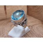 Echt zilveren ring met topaas bewerkt EBV, Nieuw, Ophalen of Verzenden, Kleiner dan 17, Met edelsteen