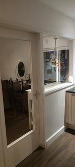 Houten kozijn met deur en raam, enkel glas, Ophalen, Gebruikt