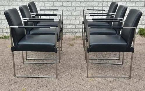 Bert plantagie design eetkamerstoelen zwart leer Clark zgan, Huis en Inrichting, Stoelen, Zo goed als nieuw, Vijf, Zes of meer stoelen