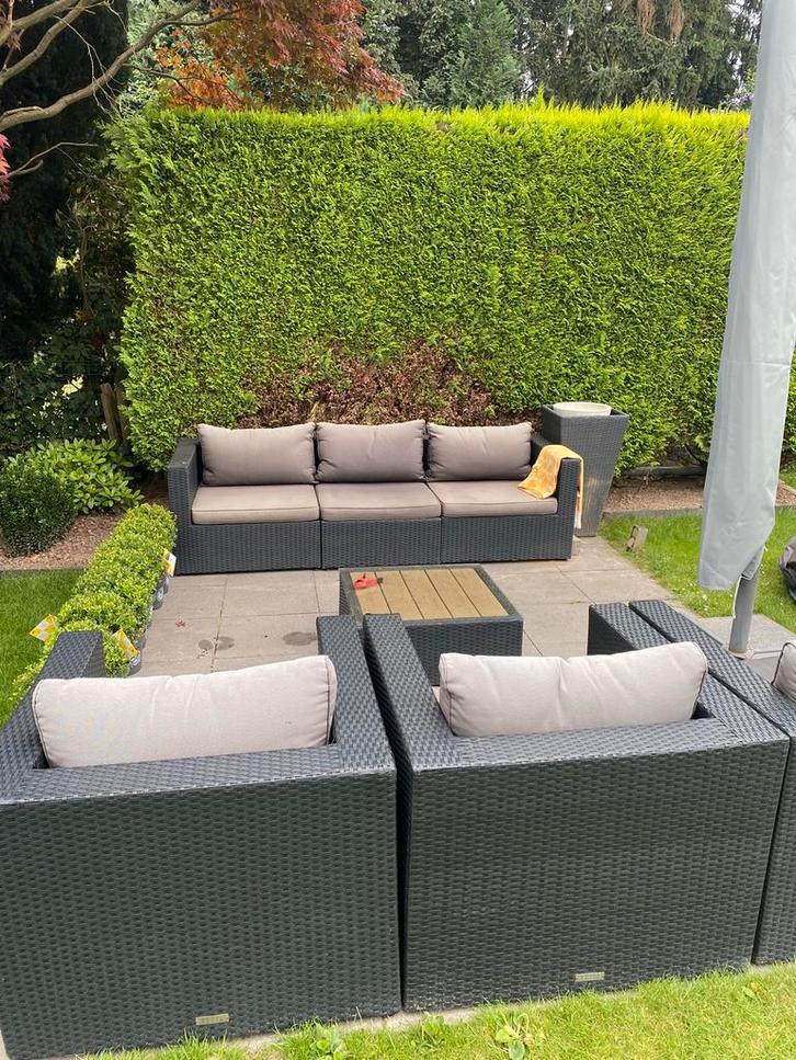 Lounge set gtote bsnk en 4 stoelen., Tuin en Terras, Tuinsets en Loungesets, Gebruikt, Loungeset, Kunststof, 7 zitplaatsen, Bank