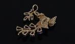 14k Franklin Mint vlinder bloem amethist ketting hanger goud, Goud, Goud, Met edelsteen, Ophalen of Verzenden