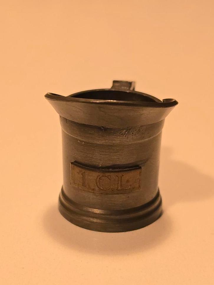 antieke Franse tinnen maatbeker 1 CL €8,50, Antiek en Kunst, Antiek | Gereedschap en Instrumenten, Ophalen of Verzenden