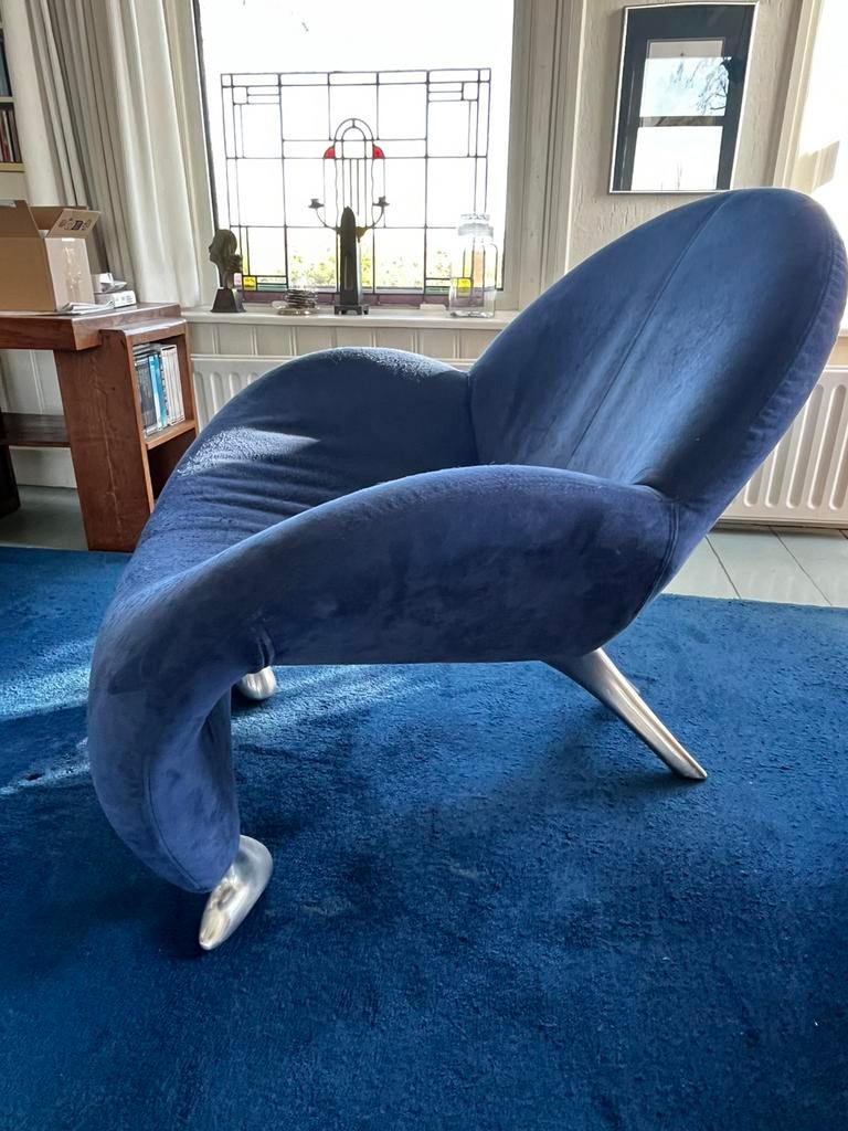 Twee blauwe Papageno (Leolux) stoelen, Ophalen, Gebruikt, 75 tot 100 cm, 50 tot 75 cm