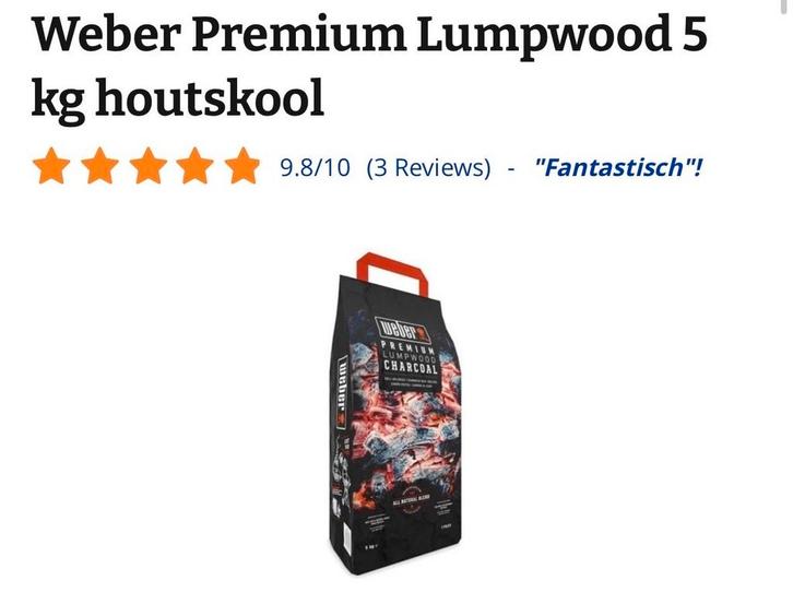 2 zakken Weber Premium Lumpwood Houtskool 5kg, Tuin en Terras, Barbecue-accessoires, Nieuw, Ophalen of Verzenden