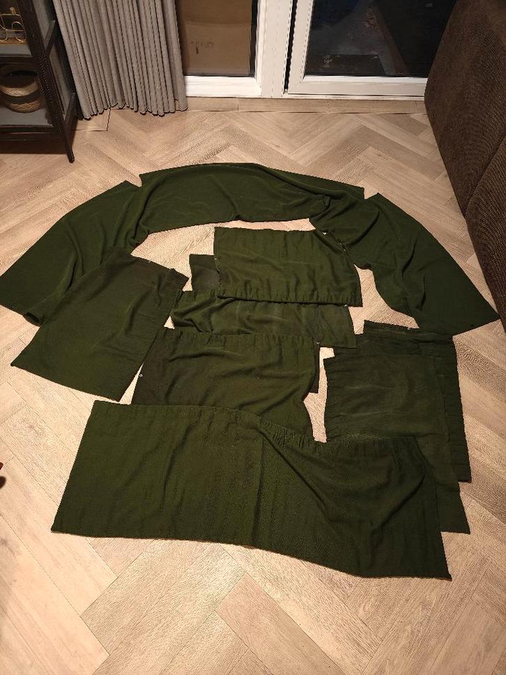 Originele Westfalia gordijnen set 10-delig VW T2 T1 groen, Auto-onderdelen, Interieur en Bekleding, Oldtimer onderdelen, Overige automerken