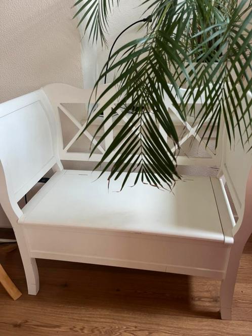 Klepbank in het wit, Huis en Inrichting, Banken | Sofa's en Chaises Longues, Gebruikt, Minder dan 150 cm, Minder dan 75 cm, Hout