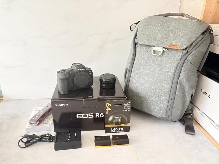 Canon EOS R6 set (o.a. adapter, tas, geheugenkaart), Audio, Tv en Foto, Fotocamera's Digitaal, Zo goed als nieuw, Spiegelreflex